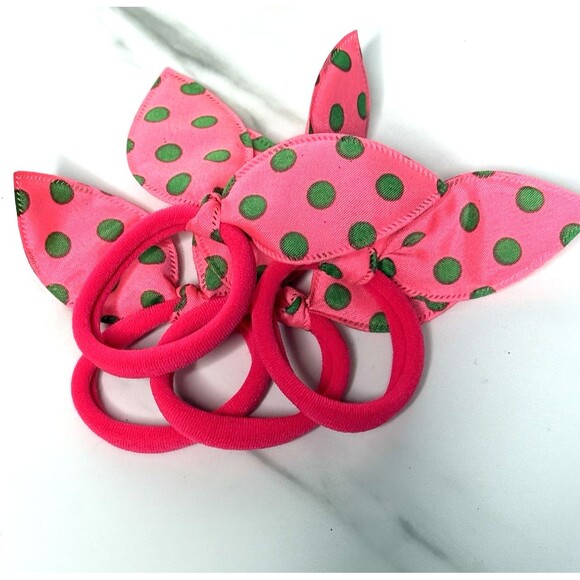 Girls Assorted Polka Dot Rabbit Ears Bow Cute Ponytail Holders Set of 30 New! - Picture 10 of 11